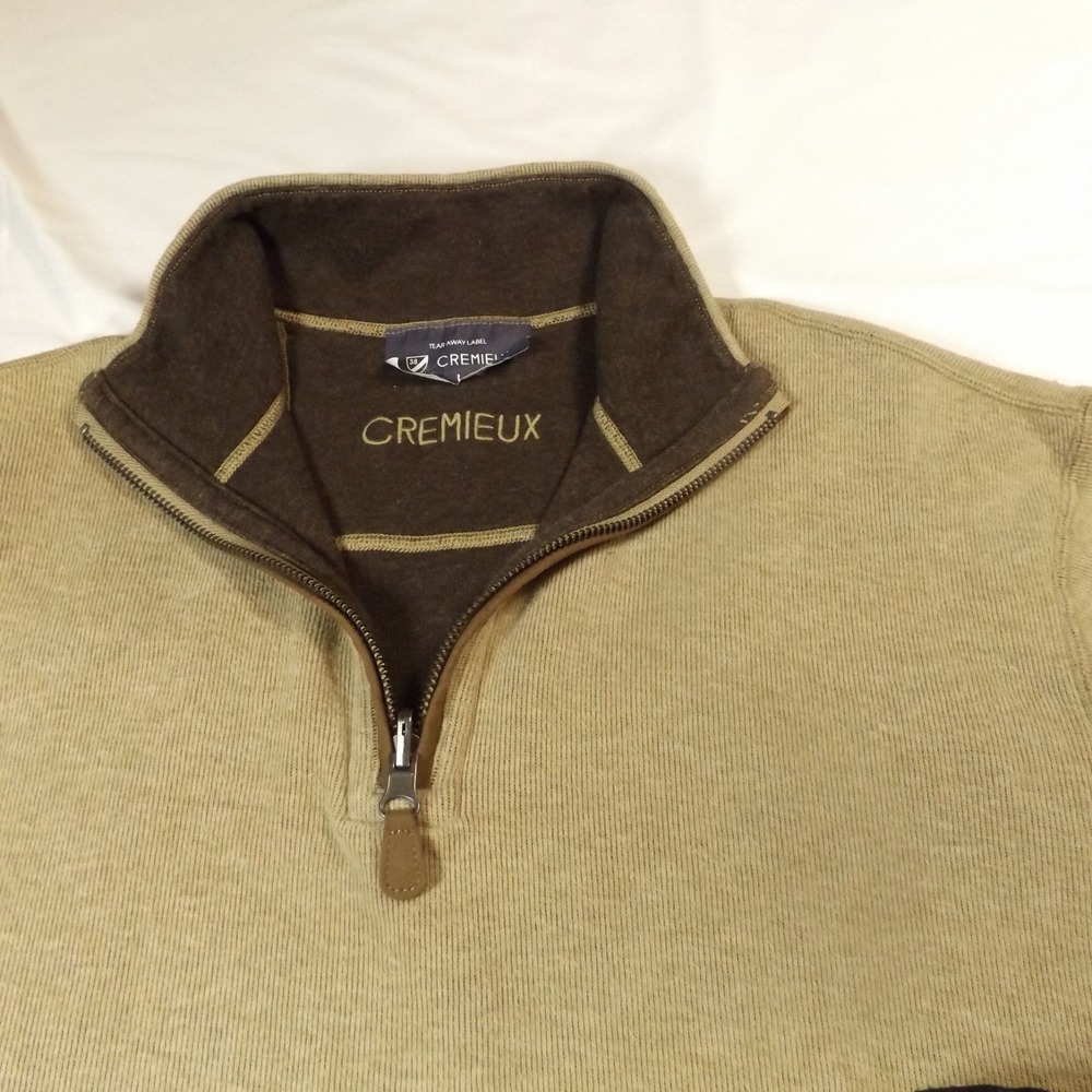 Daniel Cremieux Knit Reversible Brown Size L 1/4 Zip Mock Neck Sweater
